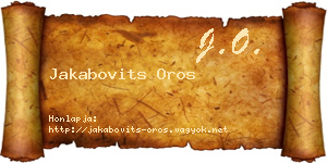 Jakabovits Oros névjegykártya