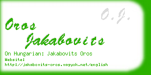 oros jakabovits business card